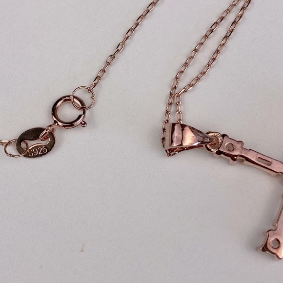 Rose gold tone Sterling Silver Cross Pendant Necklace - Picture 3 of 4
